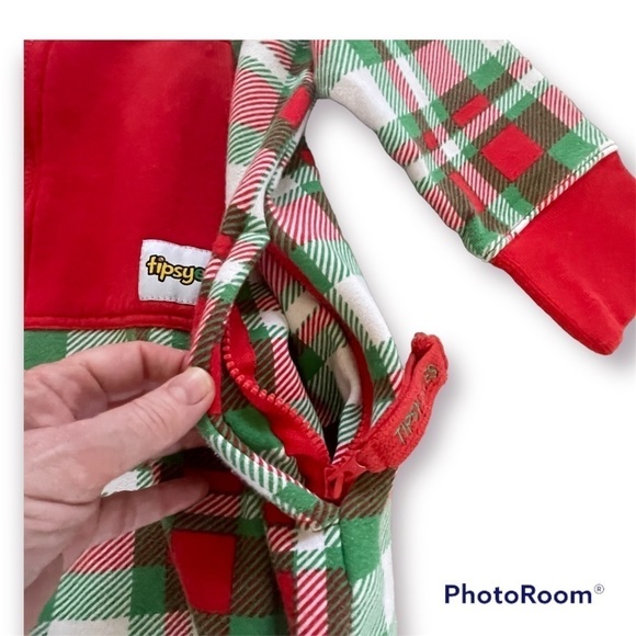 Tipsy Elves Plaid Christmas Hooded Onesie – Unisex – Men's L / Women's XL - Picture 7 of 13